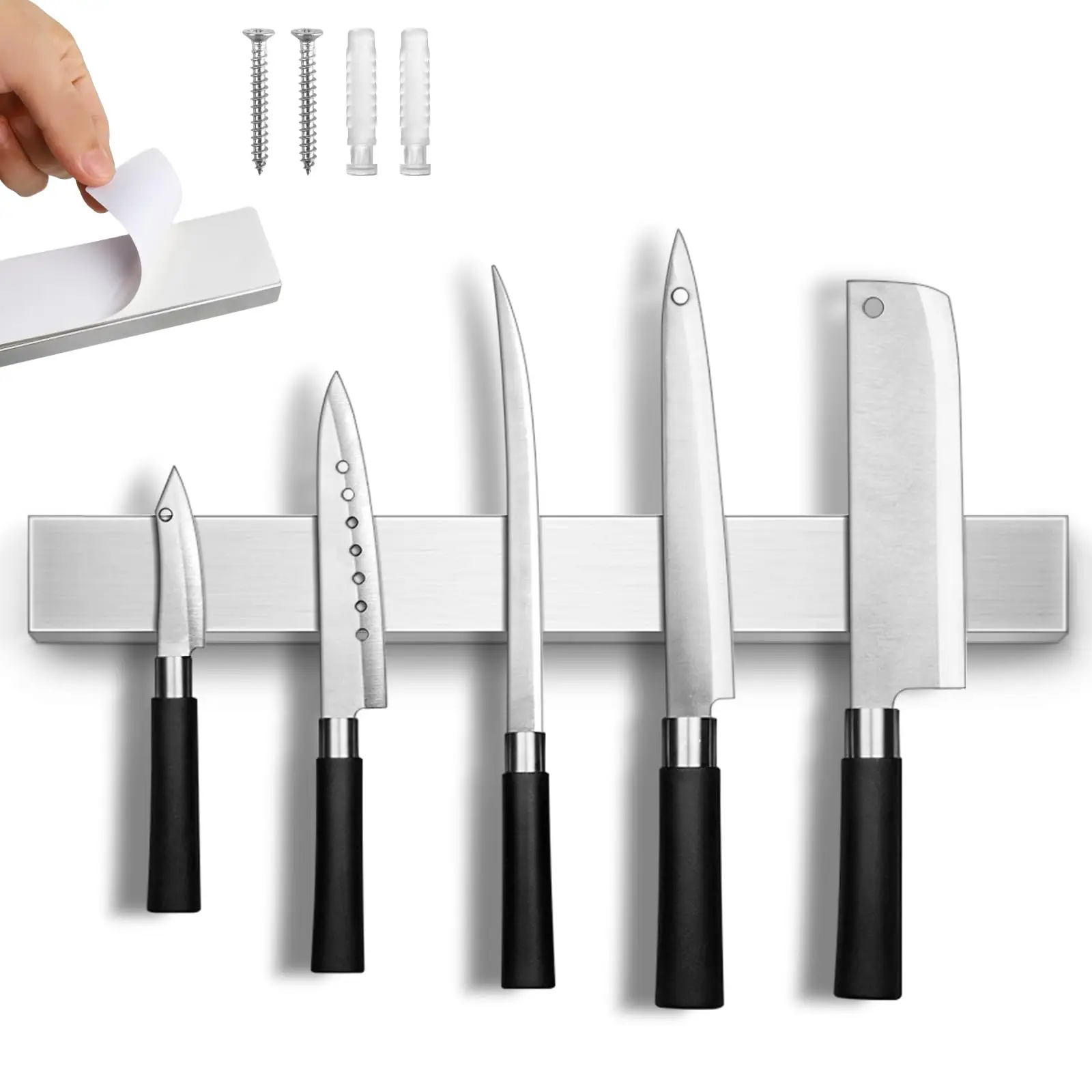 

Stainless steel 304 magnetic tool holder kitchen magnetic knife strip 12in with 1x Magnetic Holder and 1x Accessory Pack