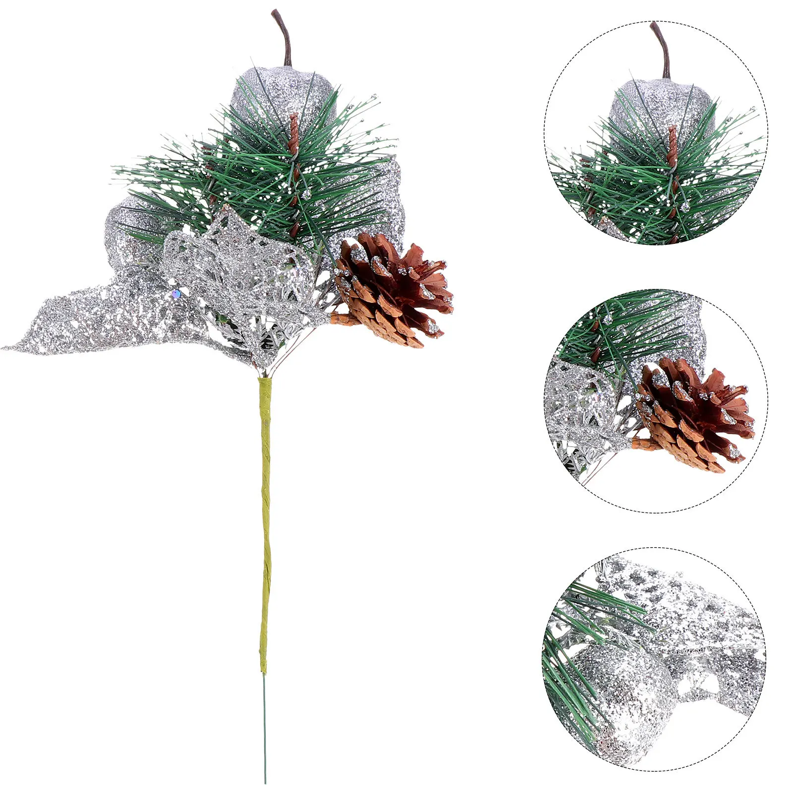 

1pc Christmas Tree Artificial Glitter Twigs For Festival Party Decoration Simulation Leaves Branch Xmas Fake Leaves Decor