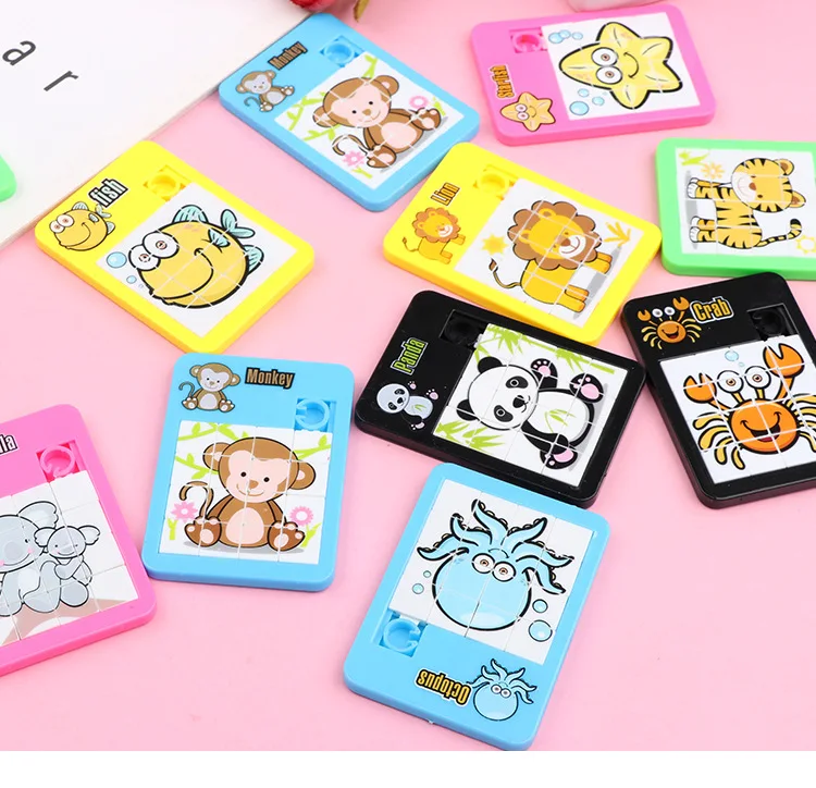 Novelty 16 Grid Maze Puzzle Toy Cartoon Animal Sliding Puzzle Mini Game Competitive Gift Interesting Smart Puzzle Random Style