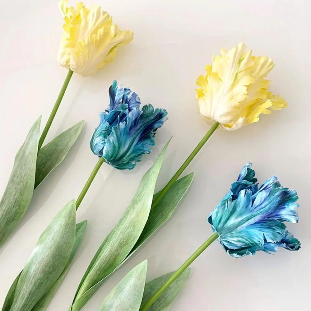 Silk Flower Vase DIY for Home,Party,Wedding Elegant Fake Flower Artificial Parrot Tulip Table Decoration Wedding Bouquet