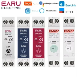 Tuya eWeLink WiFi Smart Circuit Breaker MCB 1P 63A Power Energy kWh Voltage Current Meter Protector Voice Remote Control Switch