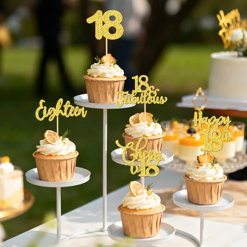 YOMDID 25 Cupcake-Topper zum 18. Geburtstag, glitzernde Cupcake-Topper zum 18. Geburtstag, glitzernde Cupcake-Picks zum 18. Geburtstag – Detail 8