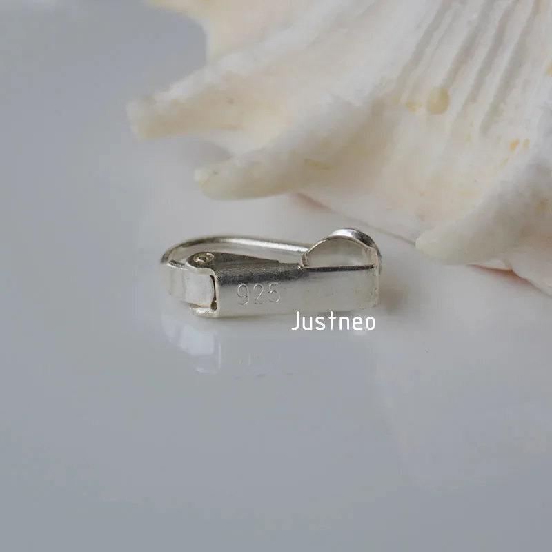 clip on earring findings,solid 925 sterling silver hinged earclip hook fittings for No pierced ears diy jewelry, 1 pair