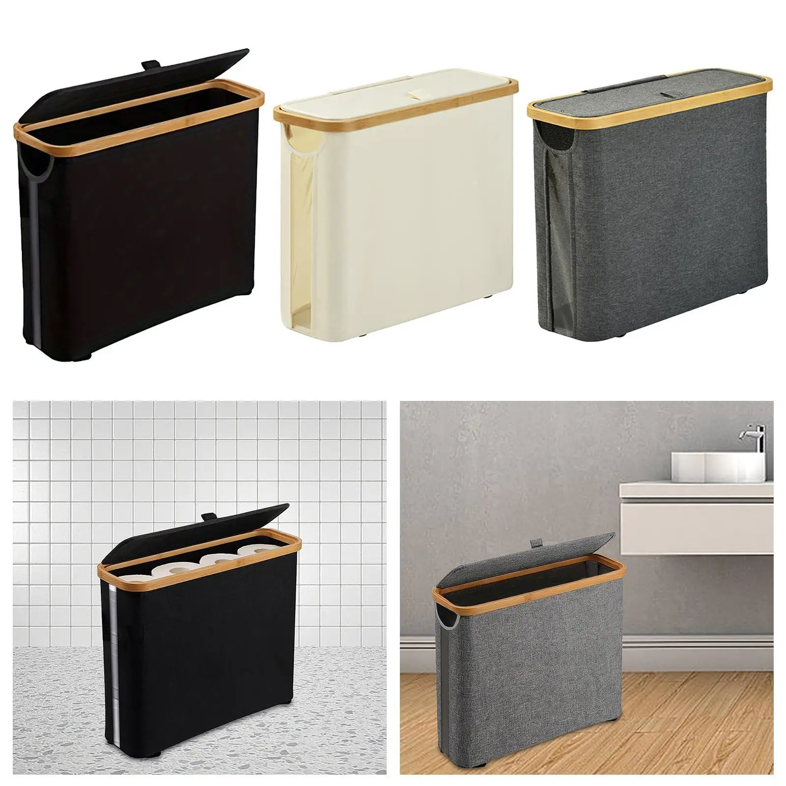 

Bamboo Toilet Paper Storage Bathroom Organizer for Dorm Laundry Room Bedroom