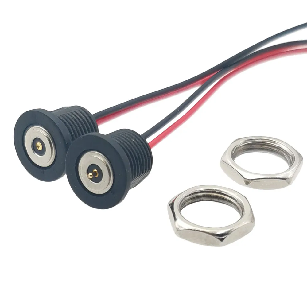 1pc Threaded Magnetic Connector Power Charging Cable DC 3A12V Magnetic Suction Contact Male and Female Plug Terminal