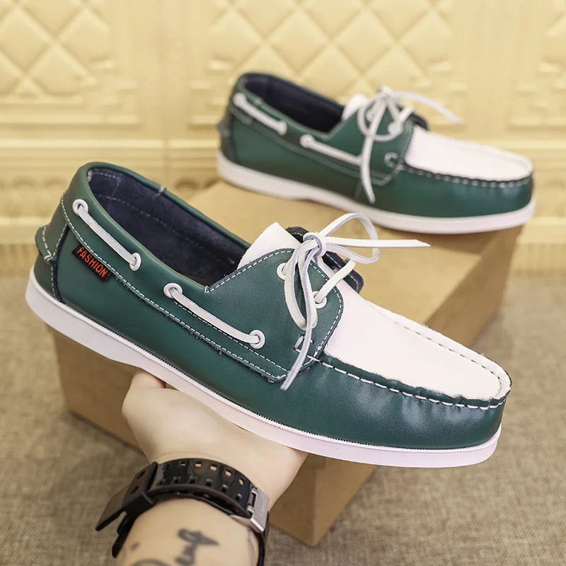 

Luxury Leather Boat Shoes Man Loafers Big Size 39-47 Comfy Flat Leather Causal Shoes For Men Light Low Cut Men's Designer Shoes