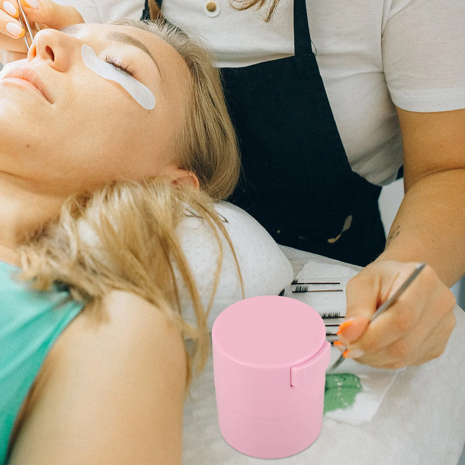 Transparante luchtdichte opslagtank voor wimperlijm, druktype dispenser, grote capaciteit voor wimperstylisten, verzegelde lijmcontainer