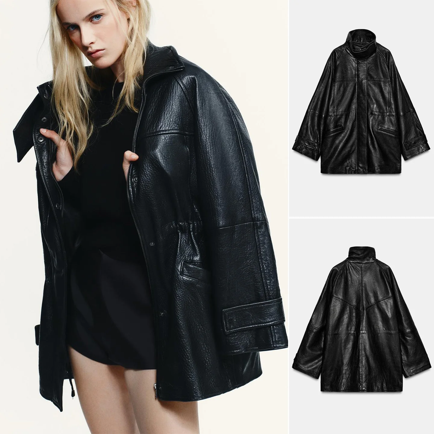 

Зимняя женская куртка из искусственной кожи с воротником-стойкой на молнии, длинными рукавами, регулируемой талией, повседневная, из полиэфирного волокна