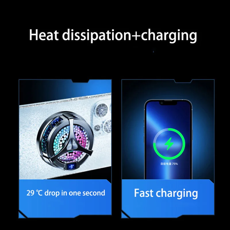X36 Digital Display Mobile Phone Radiator 9v 15w Magnetic Suction Wireless Fast Charging Silent Semiconductor Cooler Cooling Fan
