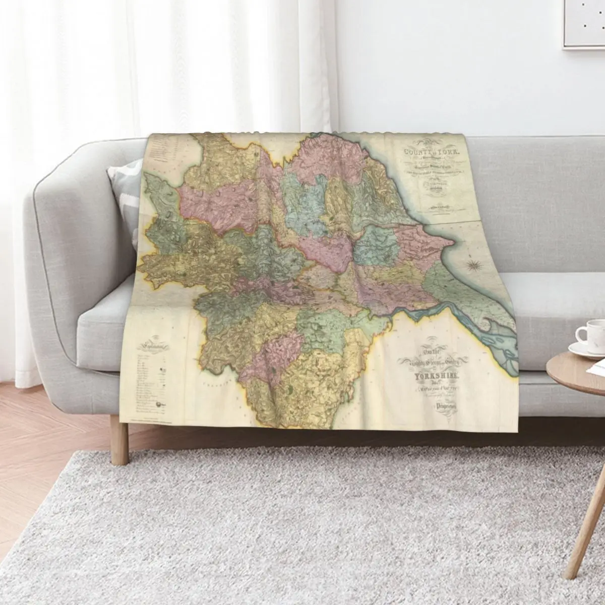 

Yorkshire: God`s own country. Vintage Map Throw Blanket Luxury christmas decoration Soft Beds Hair Blankets