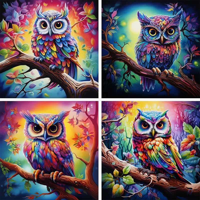 RUOPOTY Diamond Painting Kit For Adults Diamond Art Kits For Adults Animal Owl Full Round/Square Abstract Original Gifts Crafts