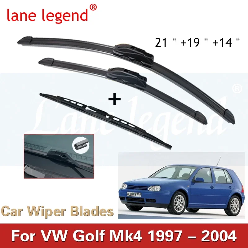 Car Wiper Front & Rear Wiper Blades For VW Golf Mk4 1997 - 2004 Windshield Windscreen Clean Window Car Rain Brushes 21\