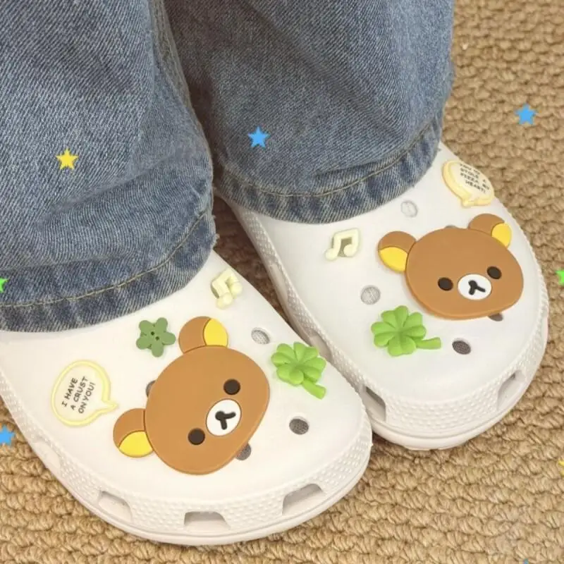 

Kawaii Rilakkuma Shoe Flower Shoe Buckle Four Leaf Clover Decoration Cute Crocs Shoe Diy Accessories Creative Gifts for Girls