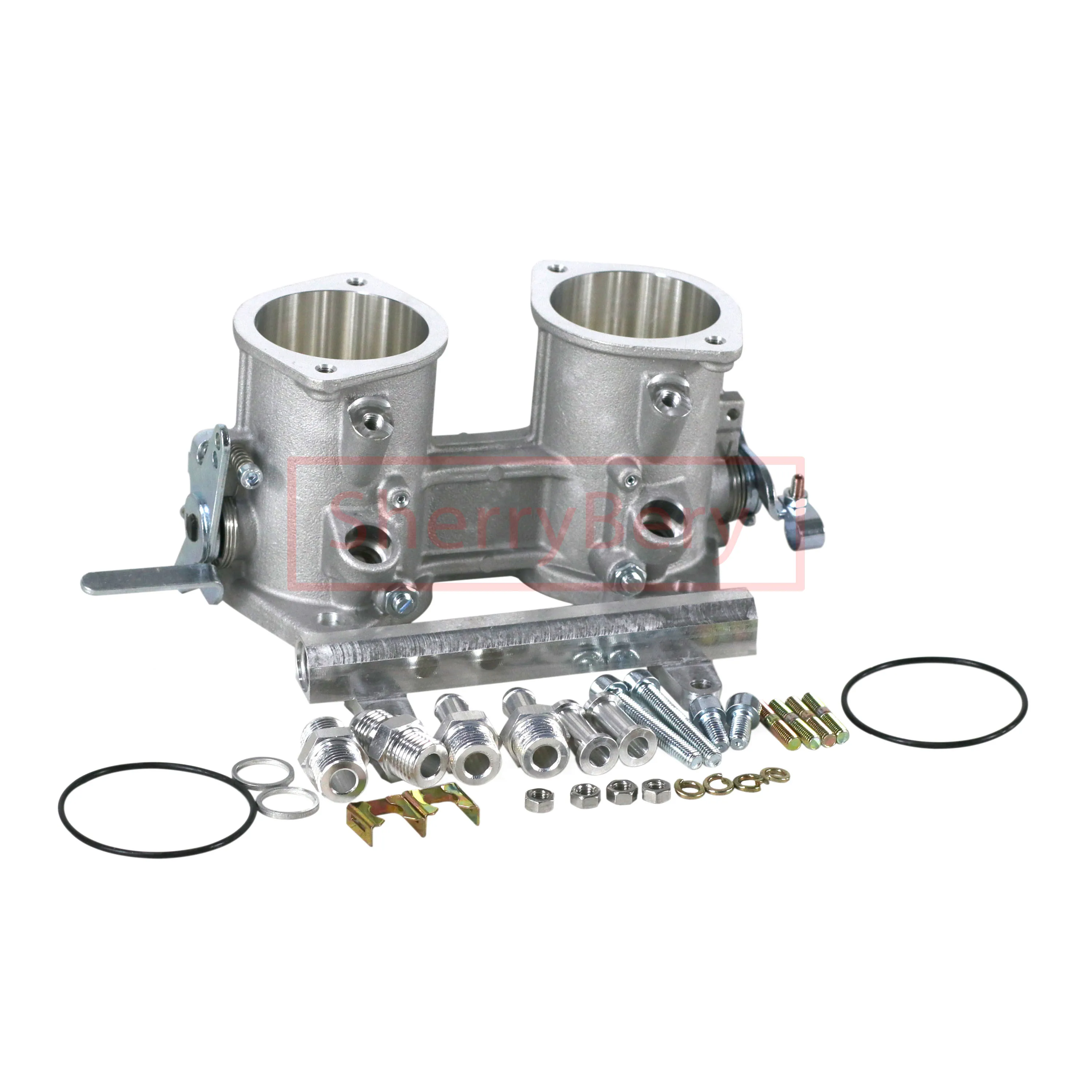 SherryBerg TBS 48dcoe 48 dcoe 48mm Bore DCOE EFI Twin Injection Throttle Body 85MM Tall for Weber/EMPI/Dellorto/Solex DCOE/DHLAn