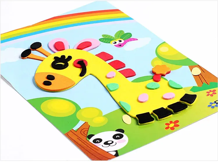 10Pcs DIY Creative Cartoon Animal 3D EVA Foam Sticker Puzzle 20 Style Handmade Early Learning Educational Toys For Children Gift