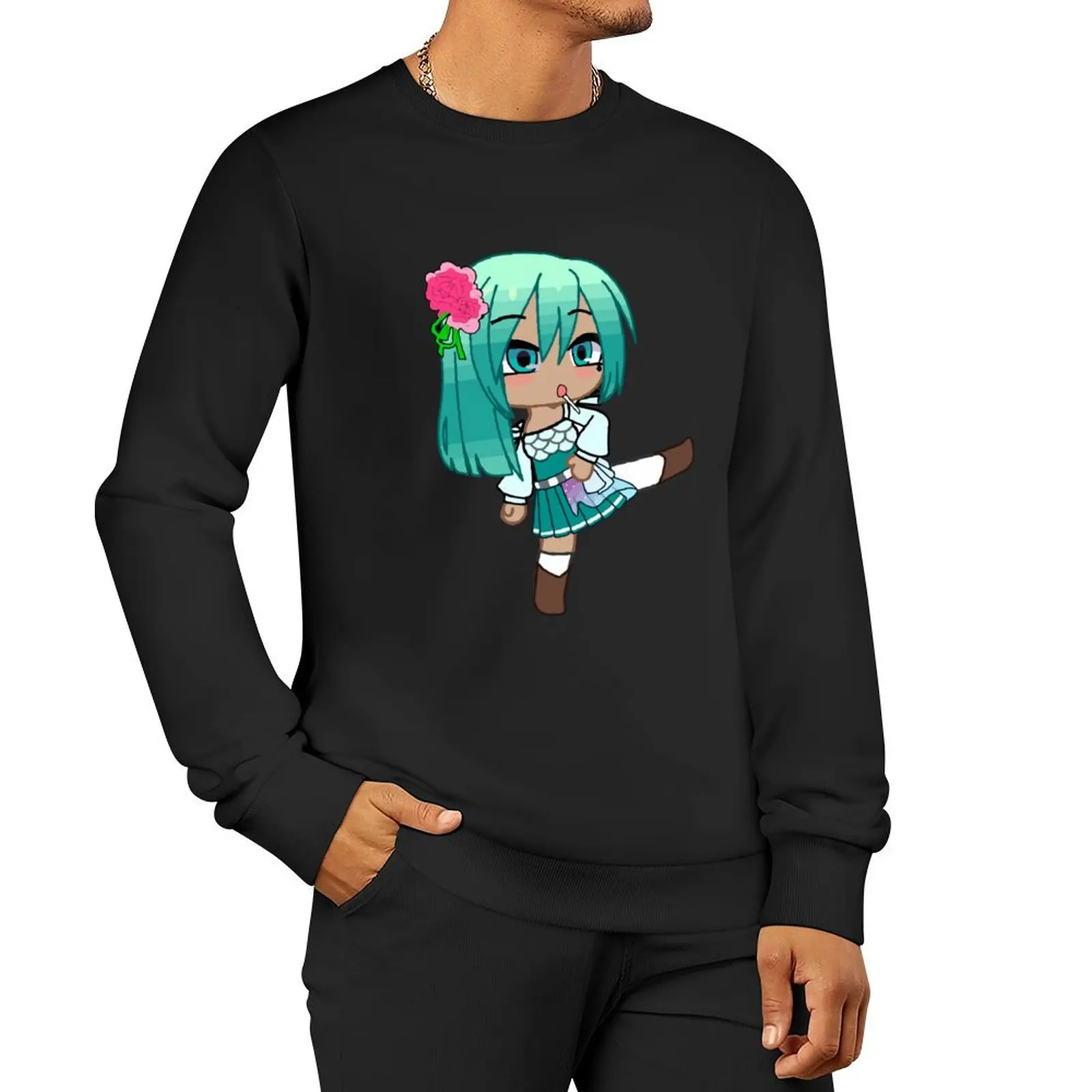

Gacha club meme chibi doll. Girl with fighting style. Karate girl. Anime gacha chibi girl - Girls from gacha clu Pullover Hoodie
