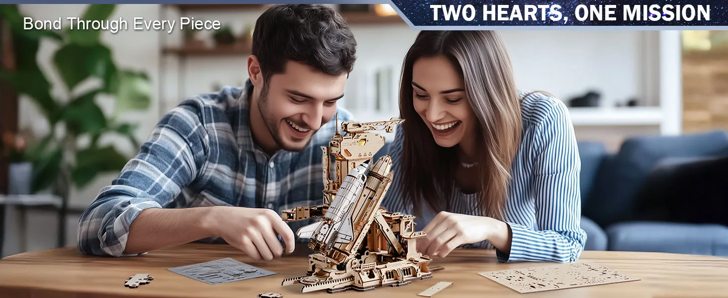ROKR Puzzle 3D Maquette Navette Spatiale En Bois - Space Shuttle LKA02 Avec Effets Lumineux