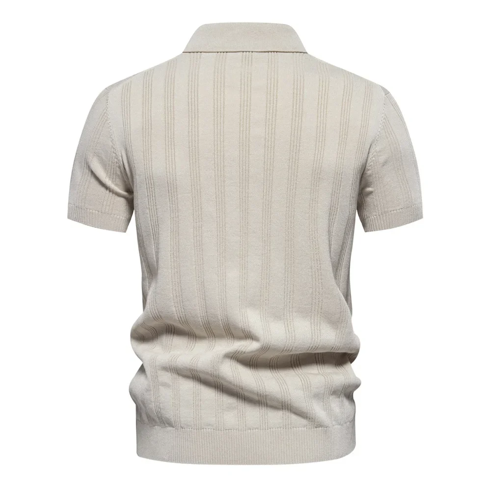 Spring/Summer New Mens T-shirt Woolen Polo Knitwear Short Sleeved Lapel Casual Top for Men