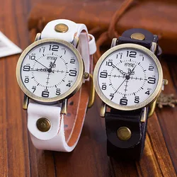 2024 New Vintage Leather Watches Woman Reloj Fashion Simple Business Quartz Female Wristwatch Lady Digital Watch Reloj Hombre