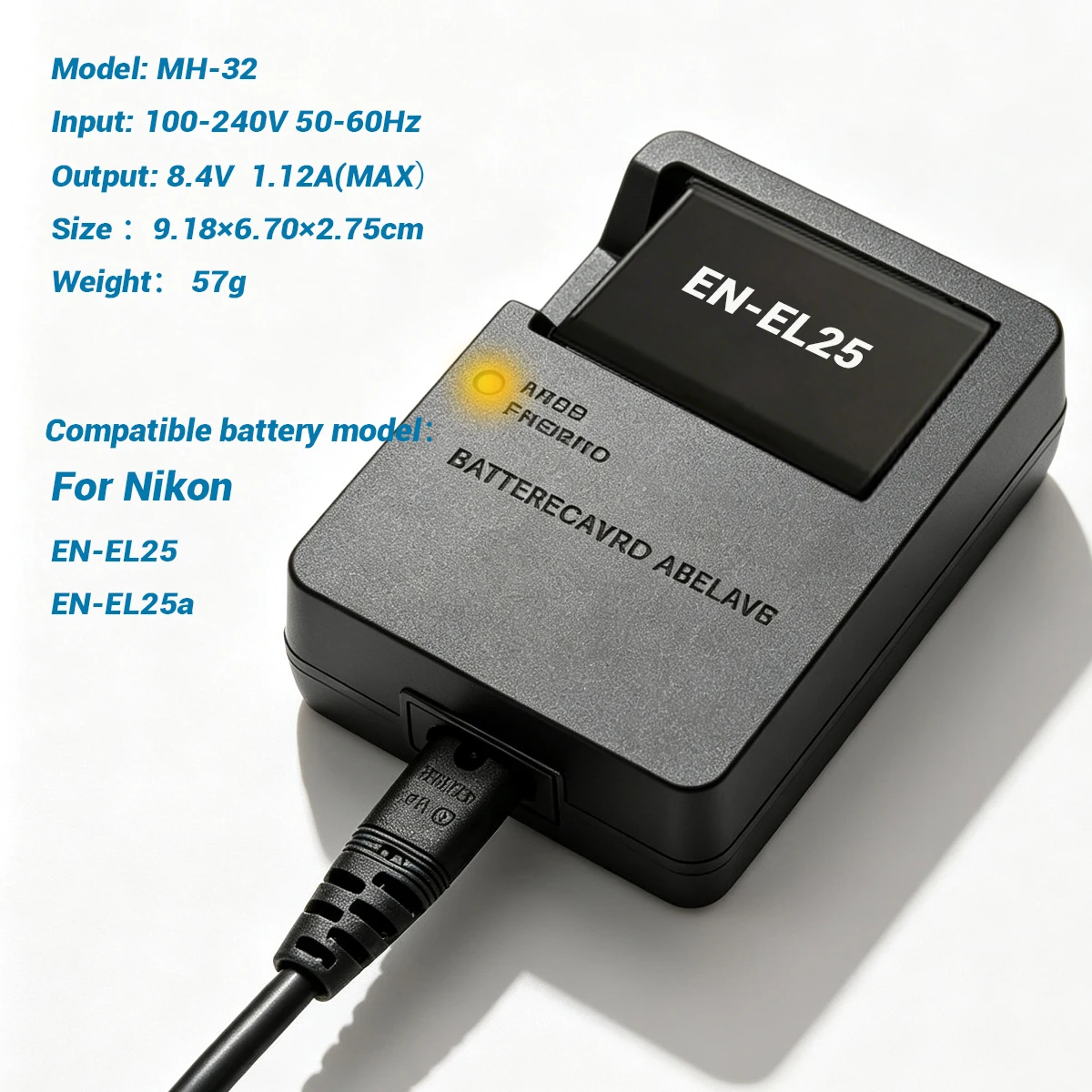 Akku-Ladegerät für Nikon EN-EL25 ENEL25a, kompatibel mit Nikon Z30 Z50 ZFC Z50II Kamera MH32 MH-32 – Detail 3