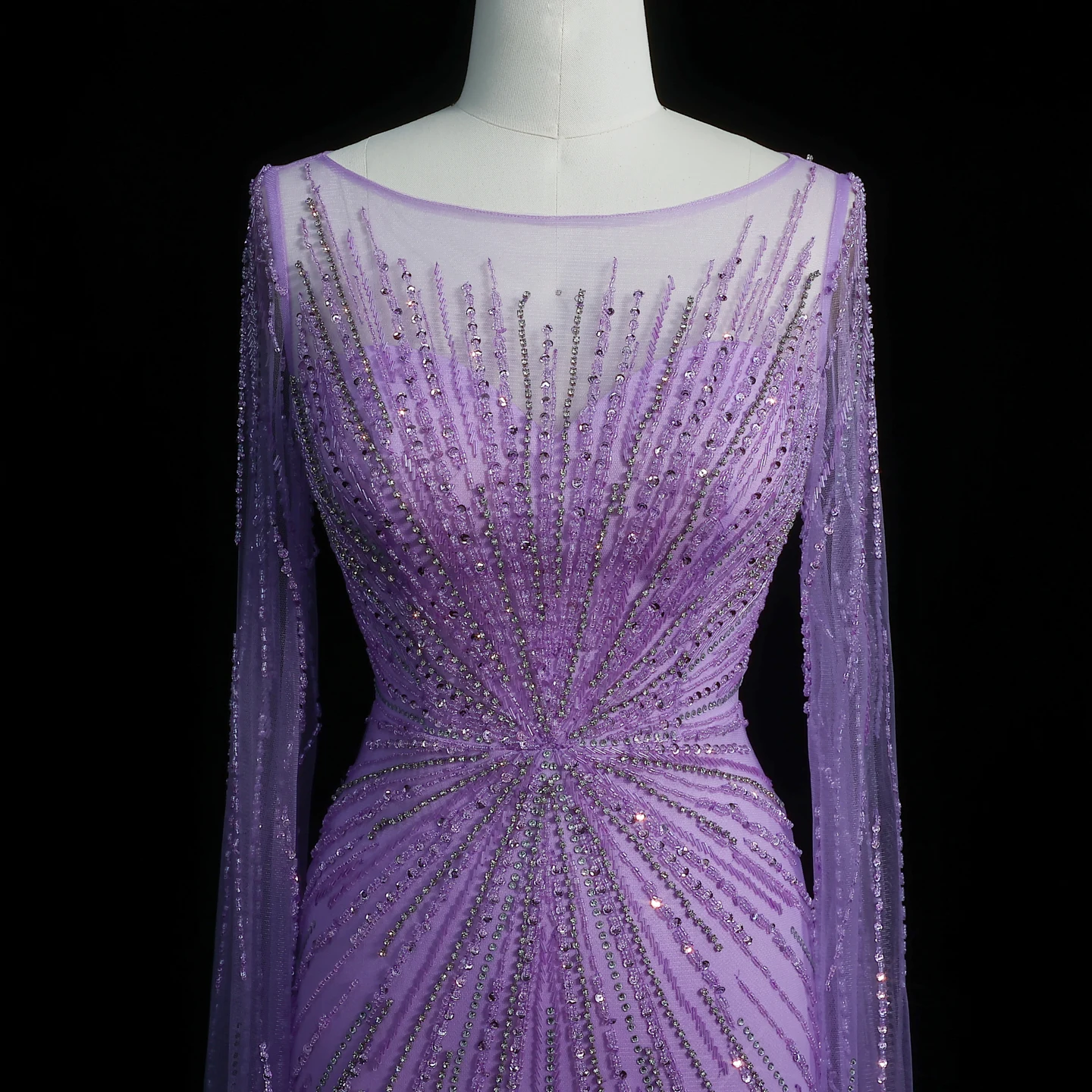 Sharon Said Luxury Dubai Lilac Feathers Evening Dresses with Cape Sleeves  Long Women Wedding Party Prom Dress SS196 Customized - AliExpress 320