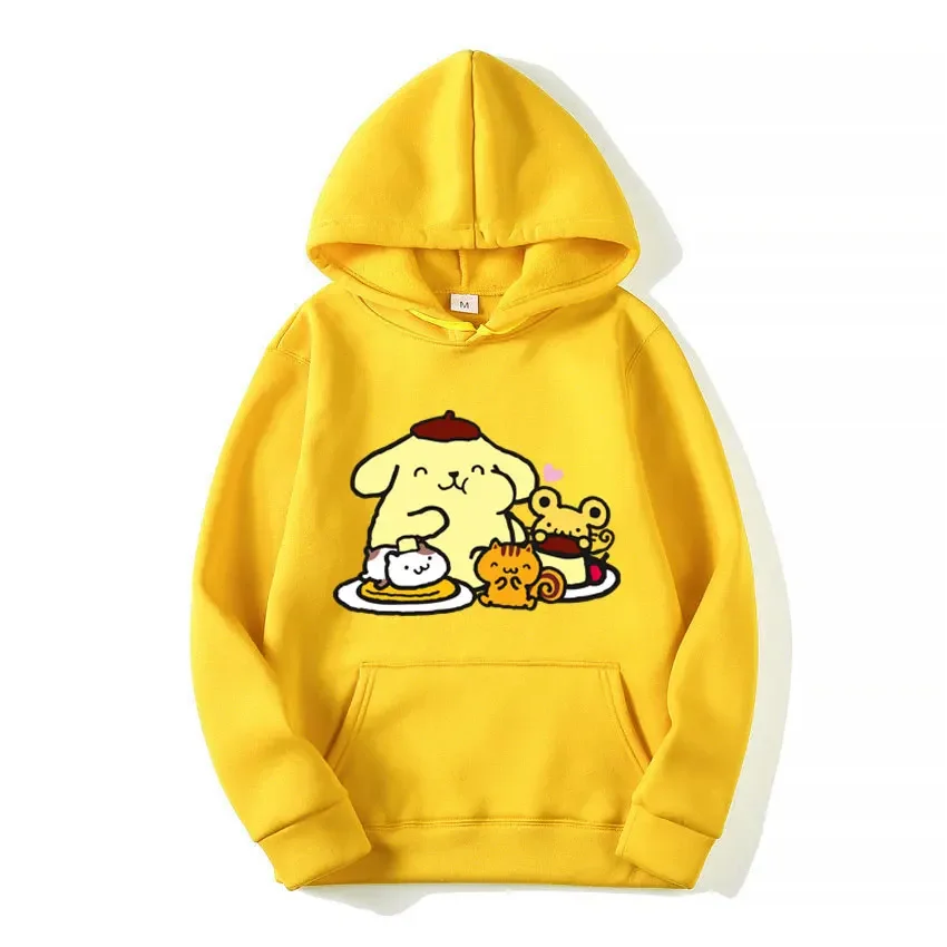 Pompom Purin Cartoon Anime Women Pullover Tops Spring Autumn Men Hoodie 2024 Fashion Yellow Sports Couple Sweatshirt Clothes