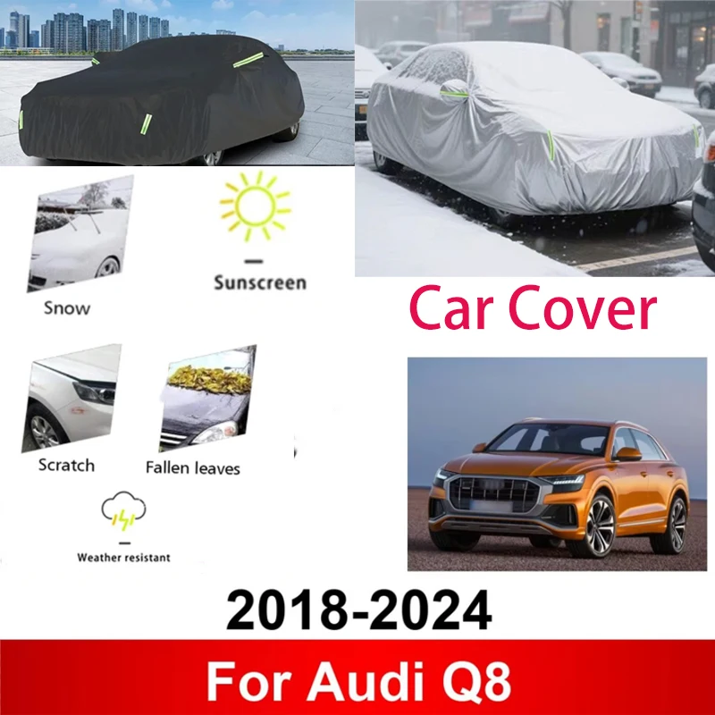 

Для Audi Q8 2018-2024 2019 2020 2021 2022 Полные автомобильные чехлы Открытый солнцезащитный козырек от УФ-лучей, снега, пыли, аксессуары из ткани Оксфорд