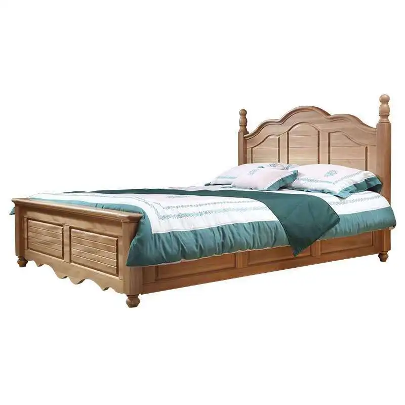 Walnut furniture manufacturer wood wax oil queen bed adult bed double bed single bed 1.8 meters 1.5 meters solid wood high box