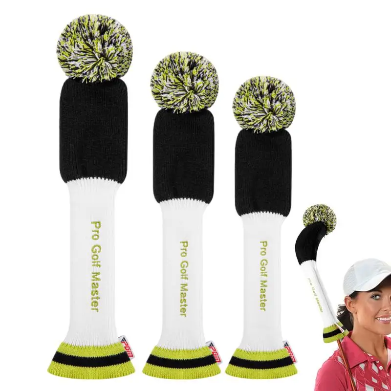 Golf Head Covers Knitted Woods 3pcs Knit Headcover Soft Protection Light Weight Golf Head Covers For Family Friends Colleagues