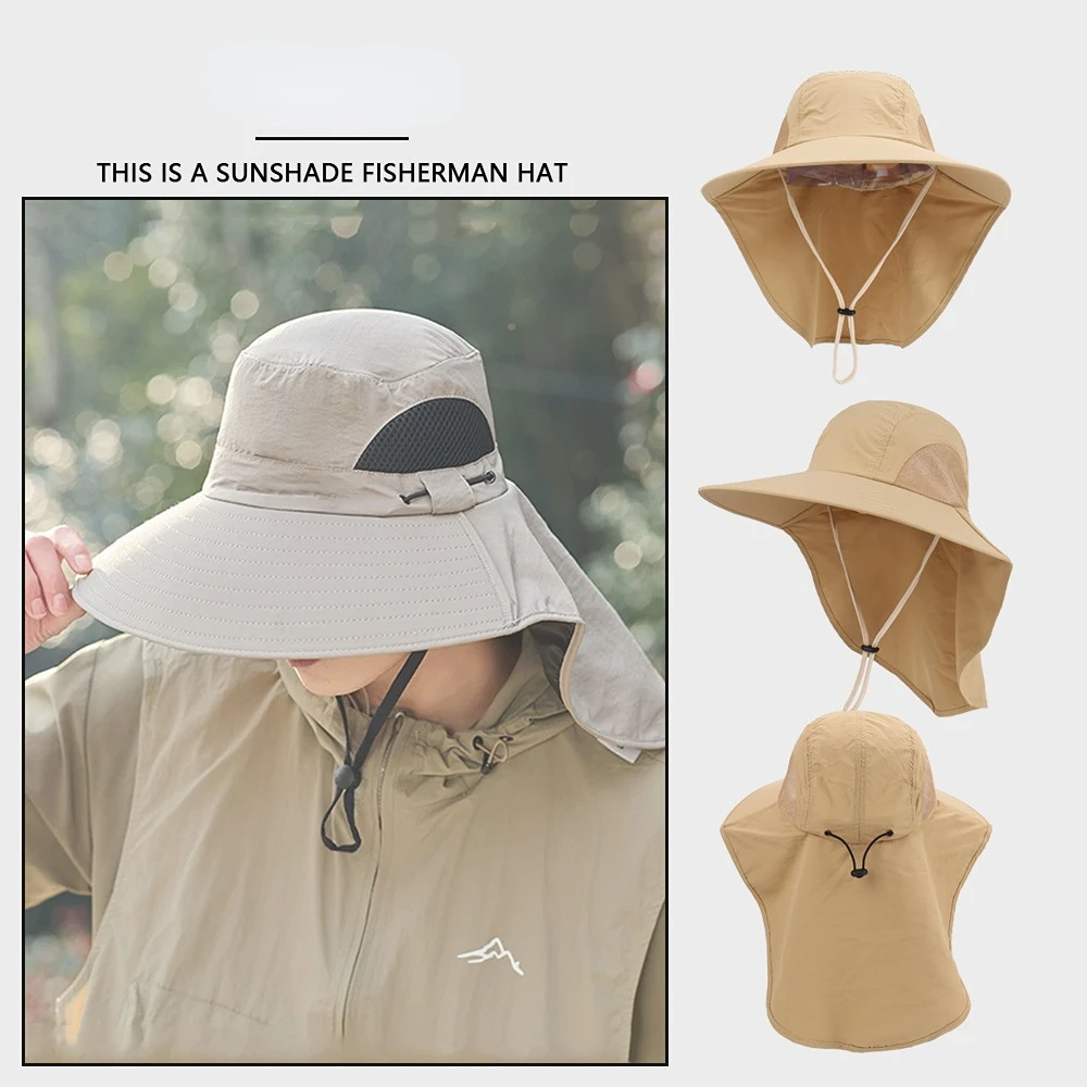 

Unisex Solid Lightweight Fisherman Hat SS25 Neck Flap Outdoor Hiking Camping Fishing Sun Protection