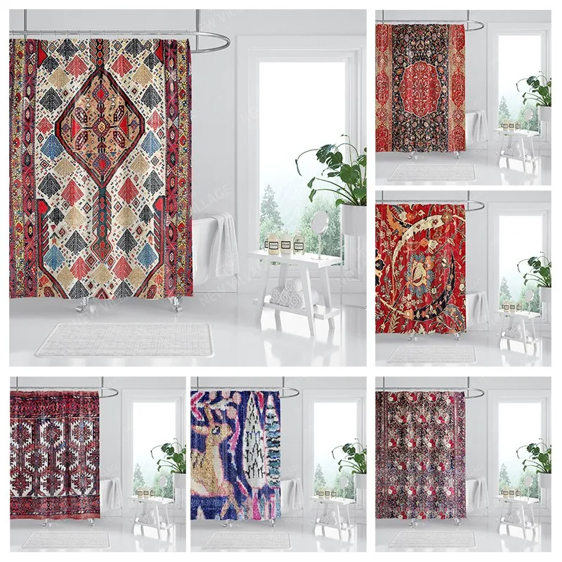 Waterproof fabric shower curtains Bathroom curtain accessories Bath curtain for shower 180x200cm 240*200 boho decoration vintage