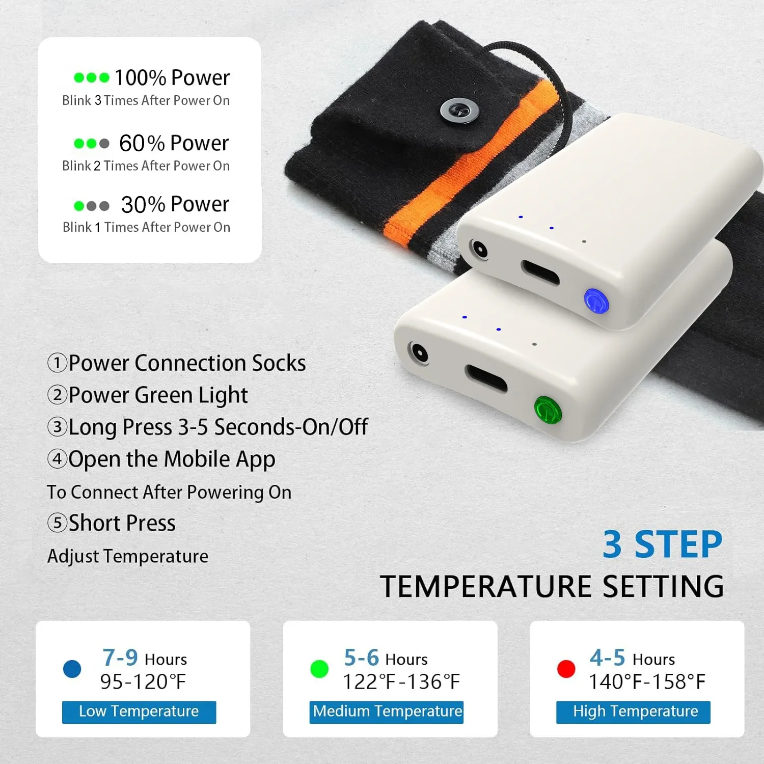 100% high-quality 3.7V 2500mAh electric socks, heating socks, heating gloves, polymer lithium battery