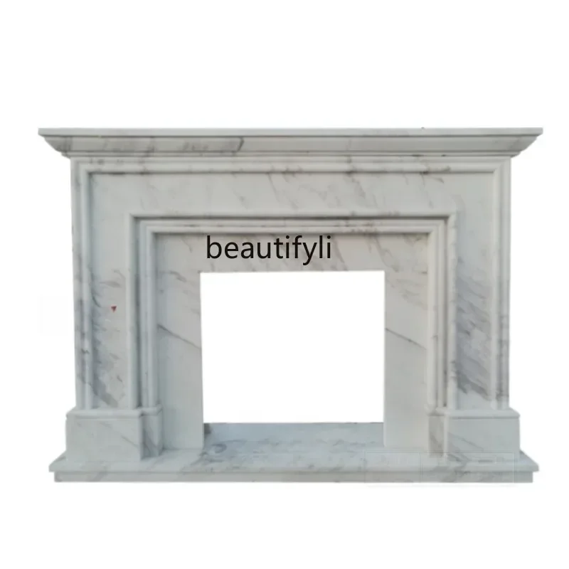 

Marble stone carving European natural white stone American decorative craftsmanship fireplace rack decorative cabinet