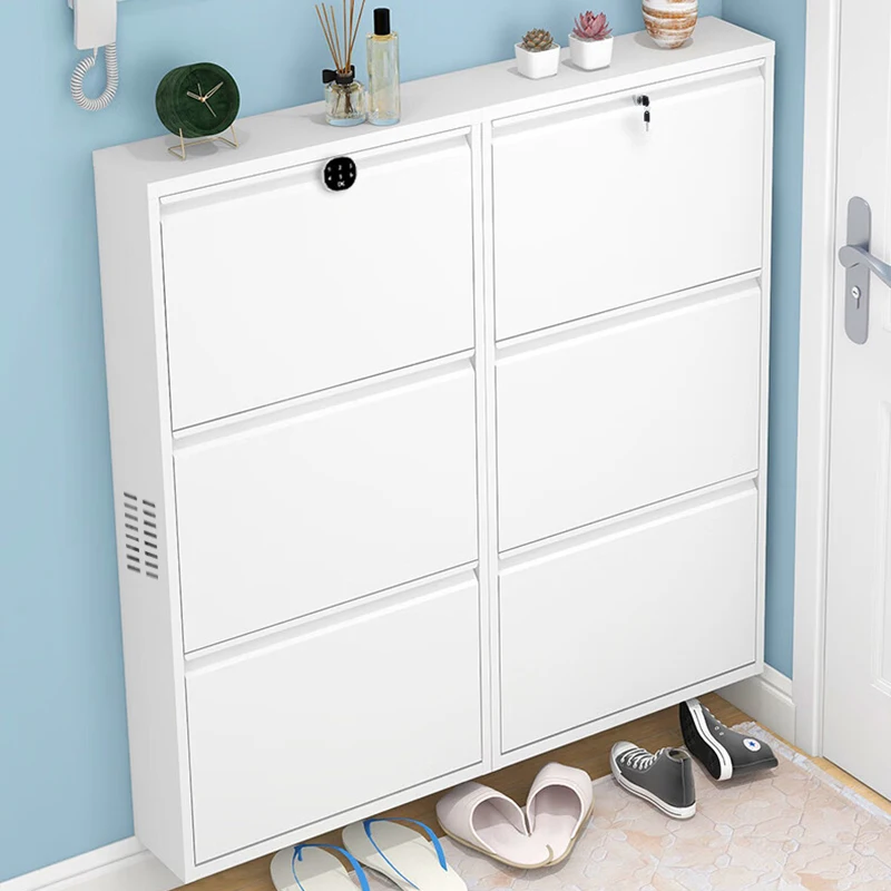 Ultra-thin shoe cabinet with lock outdoor anti-theft