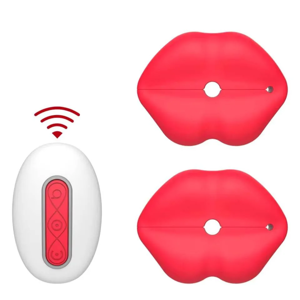 Mouth Sexy Vibrator Nipple Clamps Vibrator Remote Control 10 Vibration Modes Lip Breast Clip Massager Stimulator Sex Toys 18+