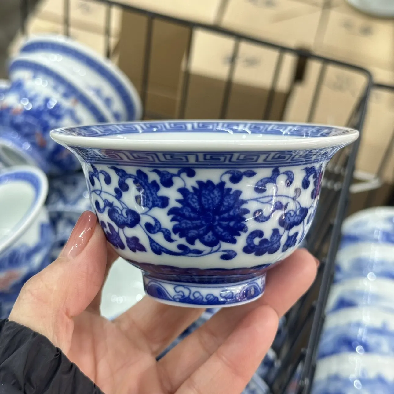 Jingdezhen Blue and White Porcelain Antique Pressure Bottle Ceramic Cup Cup Single Cup Tea Appreciation Cup Twine