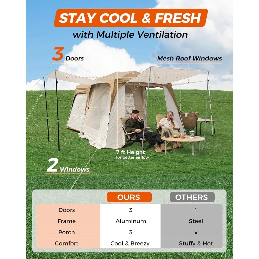 Кемпинговая палатка на 68 человек, устойчивая к атмосферным воздействиям, горячая палатка, большая семейная палатка с разделением для плиты, водонепроницаемая, ветрозащитная, для семейного кемпинга O