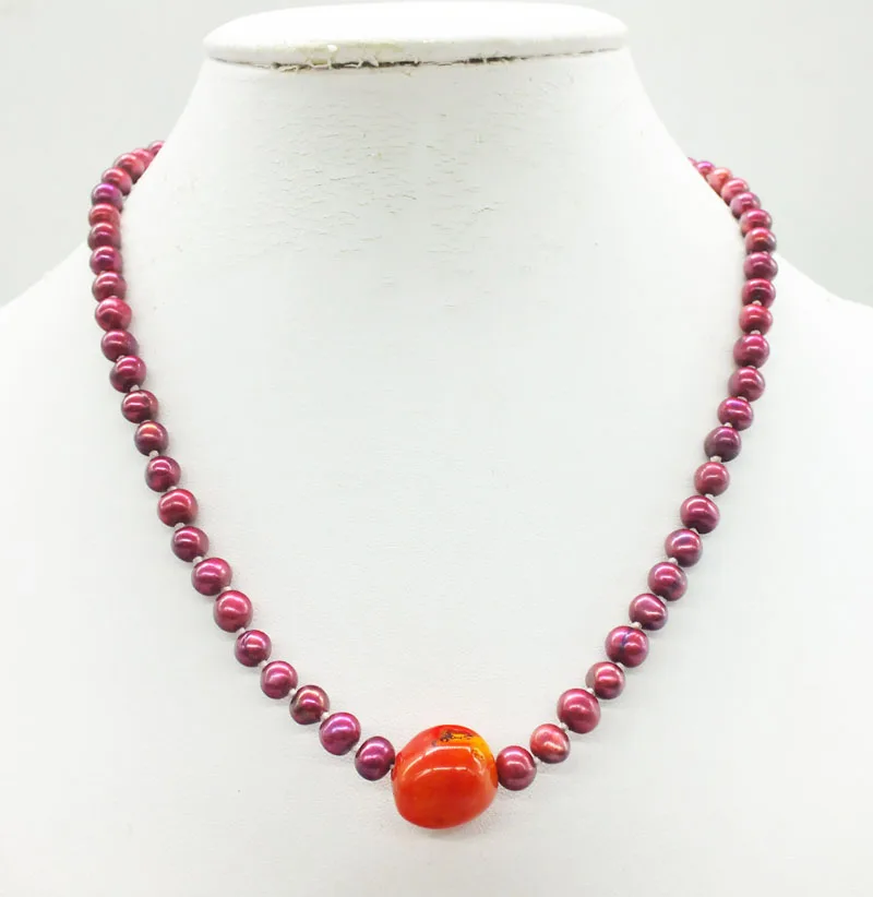 7PCS 6MM natural mixed colourpearls, coral. Very beautiful ladies jewelry necklace 18