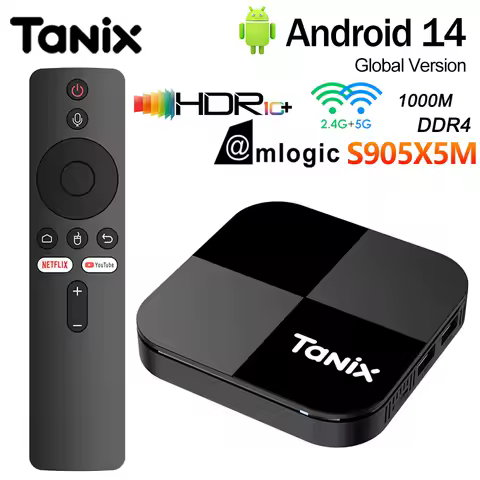 Tanix TX5 PLUS Android 14.0 TV Box 4GB 32GB Amlogic S905X5M 2.4G/5G Wifi5 4K BT5.0 1000M DDR4 Media Player Set Top Box