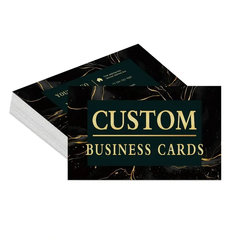 

200 шт. Элегантная профессиональная визитная карточка из черного золота по индивидуальному заказу: глянцевая поверхность с текстурой, подходит для офиса, социального использования,