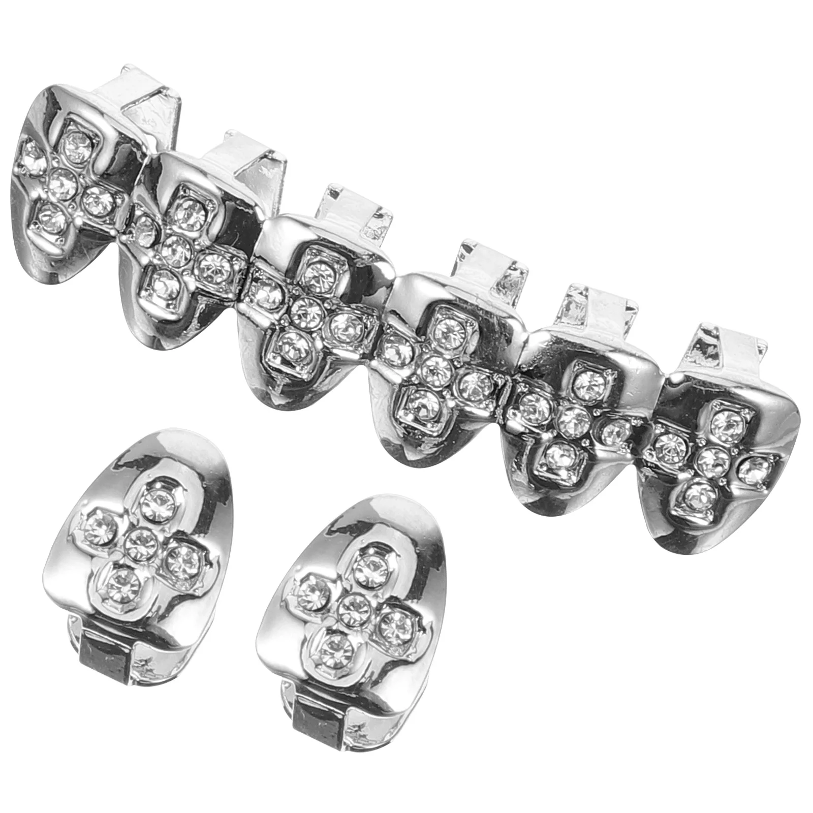 1 مجموعة شوايات الأسنان المعدنية الهيب هوب نمط مطلي الذهب الفم شواء للحزب تأثيري مغني الراب اكسسوارات مجوهرات الأسنان الزخرفية