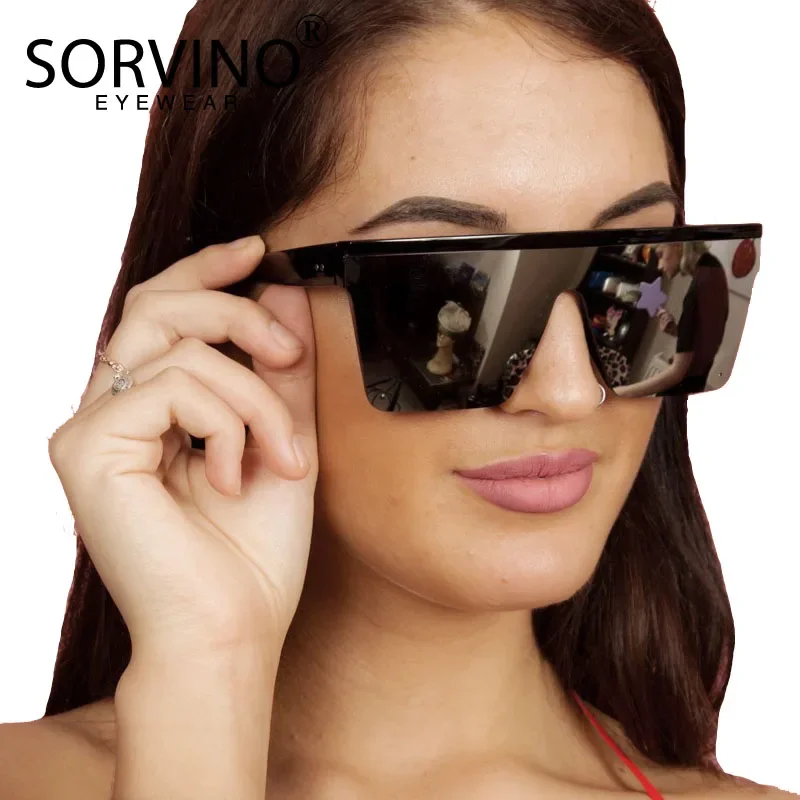 SORVINO Oversized Square Sunglasses Women Vintage Big Frame Fashion Men Sun Glasses Gradient Tortoiseshell Flat Top Shades UV400