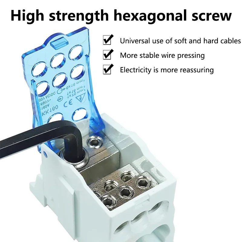 Ukk Single-pole Junction Box Rail Junction Box Terminal 80A 125A 160A 250A One In Multiple Out Rail Type Splicing Junction Box