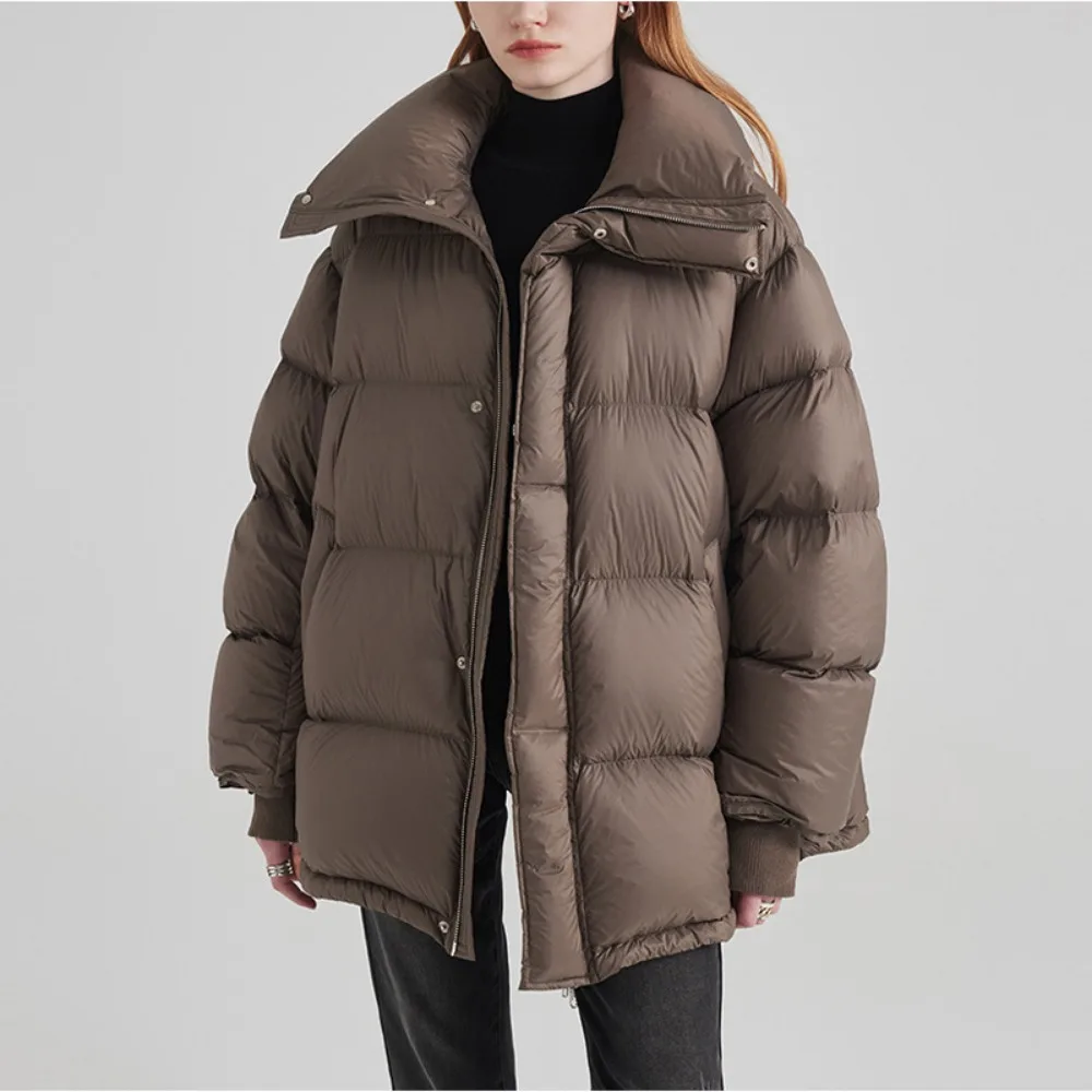 Down Jacket Women Short Vertical Thread Puffs Jacket Winter Thick Lapel Down Coat New Chinese Korean Fashionable Outerwear