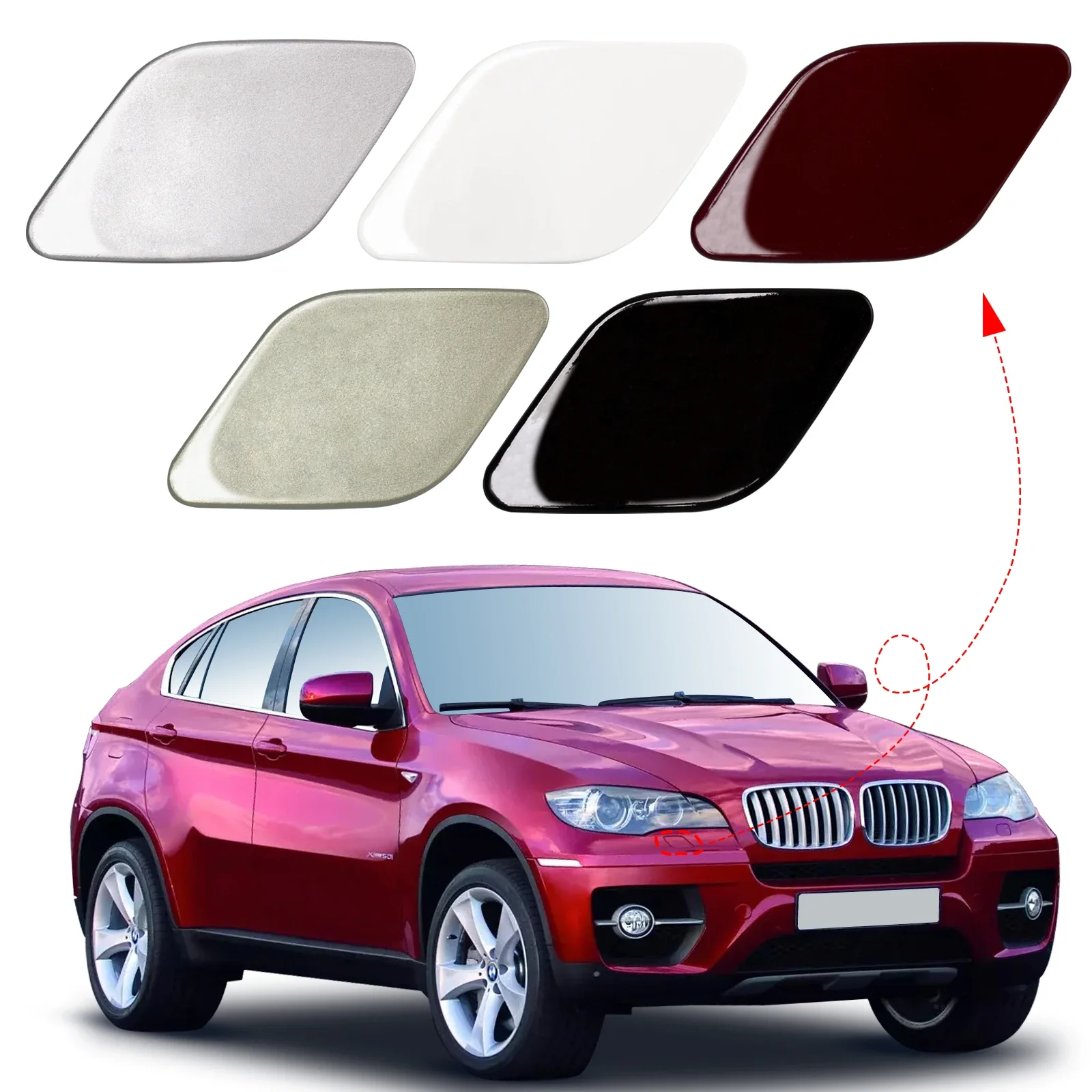 

Front Bumper Headlight Washer Cover For BMW X6 E71 E72 Accessories 2008 2009 2010 2011 2012 2013 2014 51657052427 51657052428