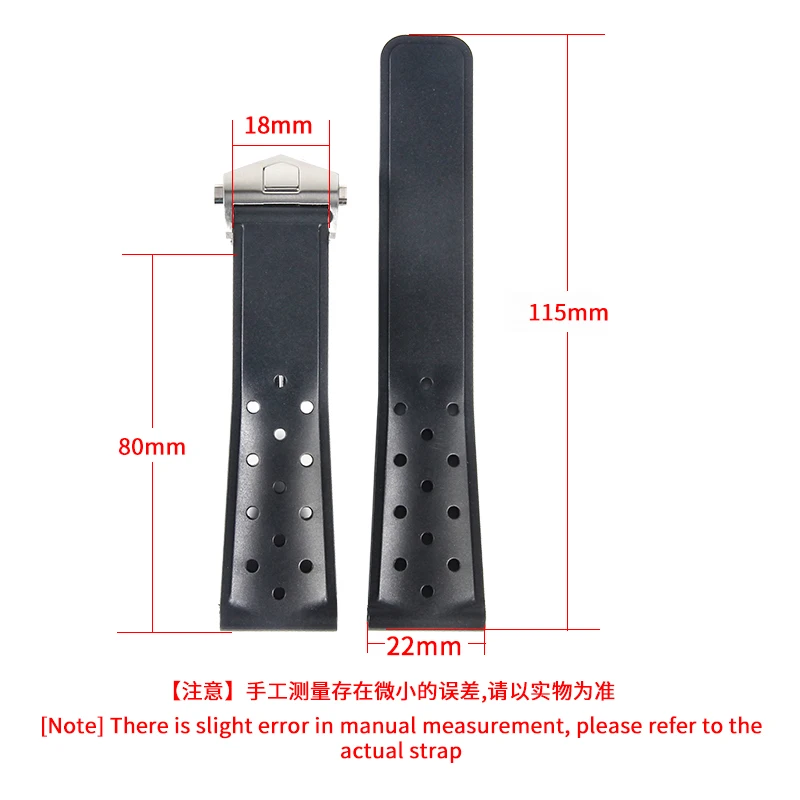 Soft Rubber 22mm Men's Wear-Resistant Watch Strap for TAG Heuer F1 Steel Fold Buckle Card Laila Racing Diving Silicone Watchband