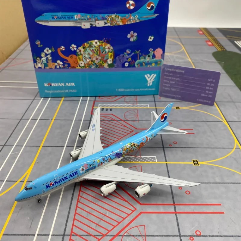 YY Wings Diecast 1:400 Scale Korean Air 747-8 HL7630 Aircraft Simulation Alloy Finished Souvenir Hobby Collection Toy Decoration