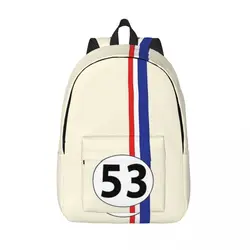 Herbie Nummer 53 Mode Rucksack mit Tasche Student Business Race Car Enthusiasten Streifen Tages rucksack Männer Frauen Laptop Umhängetasche