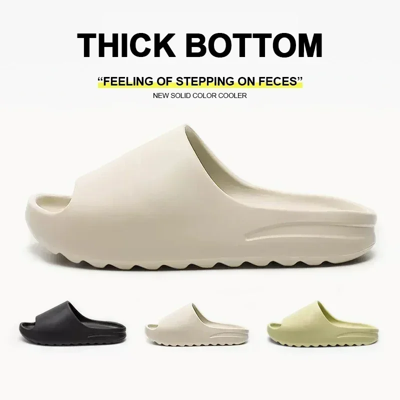 New Summer Slippers Men Casual Solid Color Minimalist Men's Shoes Big Size Non-slip Soft-soled Home Slippers EVA Cheap slides