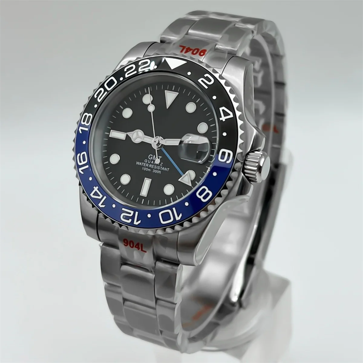 

Quartz men's watch 40MM sapphire glass ceramic bezel GMT 515 movement 120 click unidirectional rotation stainless steel bracelet